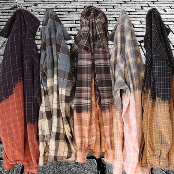 Bleached Flannel shirt SURPRISE button down 🔥 - Picture 3 of 4